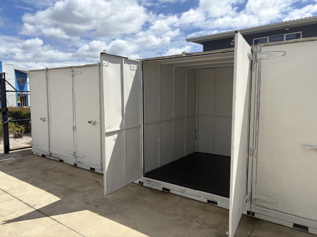 Small storage unit with doors open at Self Storage Coolum, Coolum Beach
